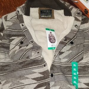 Jachs Men's Tan and Gray Patterned Shirt Jacket
